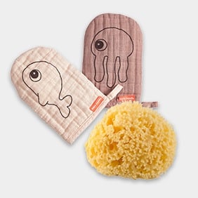 Waschlappen und Waschschwamm